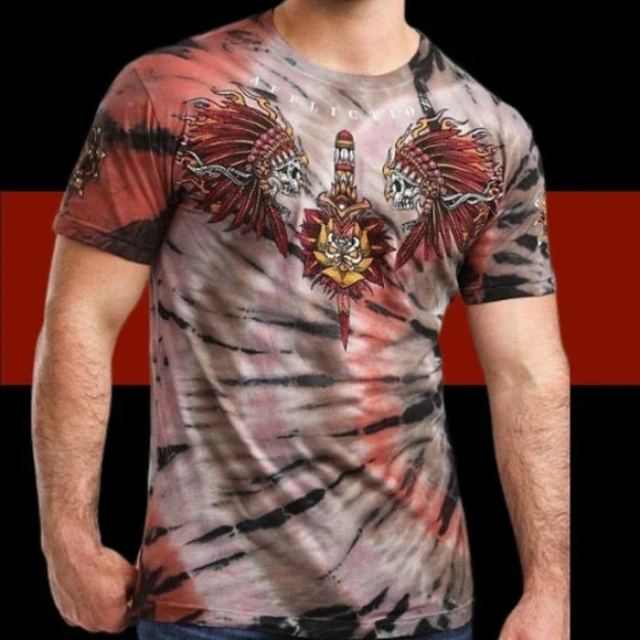 Affliction Black Label Rhinestone Fire Breather Men Tee Size S - Picture 2 of 9